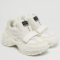 Pre Owned Off-White White Perforated Leather and Mesh Glove Sneakers Size 39