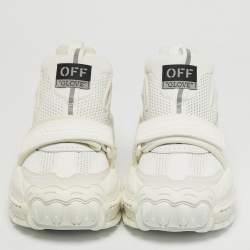 Pre Owned Off-White White Perforated Leather and Mesh Glove Sneakers Size 39