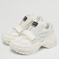 Pre Owned Off-White White Perforated Leather and Mesh Glove Sneakers Size 39
