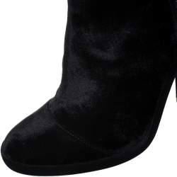 Pre Owned Off-White Black Velvet Block Heel Ankle Boots Size 38