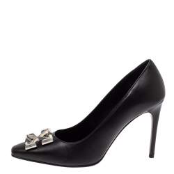 Pre Owned Off-White Black Leather Arrow Embellished Pumps Size 41