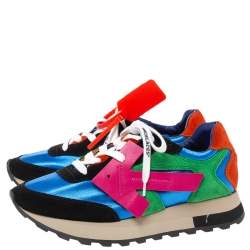 Off-White Multicolor Fabric And Suede Leather Arrow Running Low Top Sneakers Size 38