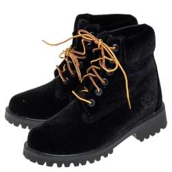 Pre Owned Off White x Timberland Black Velvet Ankle Boots Size 35.5