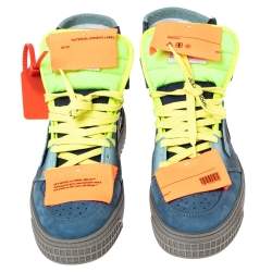 مملوكة مسبقًا Off-White Multicolor Nubuck Leather Off-Court 3.0 High-Top Sneakers Size 39