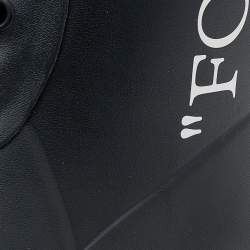Pre Owned Off-White Black Rubber Quote-Motif Riding Boots Size 38
