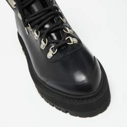 Pre Owned Off-White Black Leather Hiking Ankle Boots Size 38