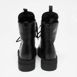 Pre Owned Off-White Black Leather Hiking Ankle Boots Size 38