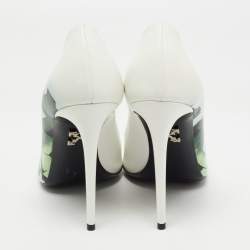 Off-White White/Green Printed Leather Pointed Toe Pumps Size 40