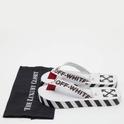 Pre Owned Off-White White Logo Canvas Thong Slides Size 40
