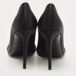 Pre Owned Off-White Black/Yellow Satin and Logo Canvas Pumps Size 40