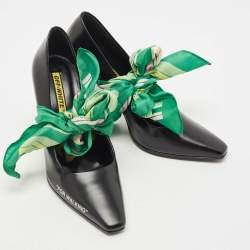 Pre Owned Off-White Black Leather Mary Jane Pointed Toe Pumps Size 38