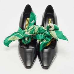 Pre Owned Off-White Black Leather Mary Jane Pointed Toe Pumps Size 38