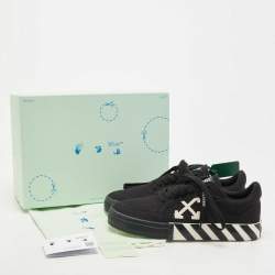 Pre Owned Off White Black Canvas Vulcanized 2.0 Low Top Sneakers Size 40