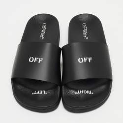 Off-White Black Rubber Logo Slides Size 38