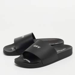 Off-White Black Rubber Logo Slides Size 38