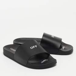 Off-White Black Rubber Logo Slides Size 38