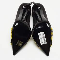 Off-White Black/Yellow Satin and Logo Canvas Commercial Bow Pumps Size 40