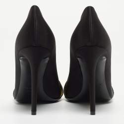 Off-White Black/Yellow Satin and Logo Canvas Commercial Bow Pumps Size 40