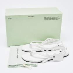 Pre Owned Off-White White Leather Ankle Strap Flats Size 40