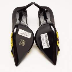 Off-White Black/Yellow Satin and Logo Canvas Pumps Size 40