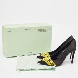 Off-White Black/Yellow Satin and Logo Canvas Commercial Bow Pumps Size 39