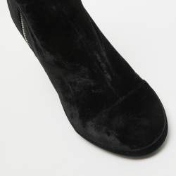 Off-White Black Velvet Block Heel Ankle Boots Size 39