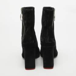 Off-White Black Velvet Block Heel Ankle Boots Size 39