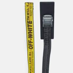 Pre Owned Off-White Yellow/Black Nylon and Leather Classic Industrial Belt 200 CM