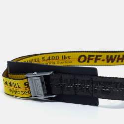 Pre Owned Off-White Yellow/Black Nylon and Leather Classic Industrial Belt 200 CM