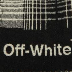 Off-White Black/White Wool Checkered Wool Fringed Scarf