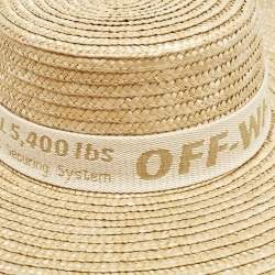 Off White Beige Wide-Brim Straw Panama Hat One Size