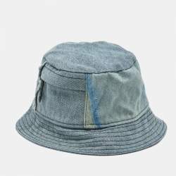 Pre Owned Off White Blue Washed Denim Bucket Hat One Size