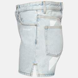 Pre Owned Off-White Blue Denim Diag Straight Shorts S