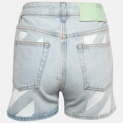 Pre Owned Off-White Blue Denim Diag Straight Shorts S