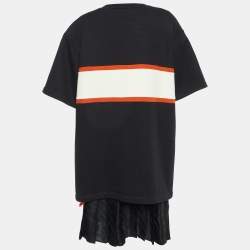 Pre Owned Off-White Black Color-Block Cotton Knit Sweatshirt Dress L