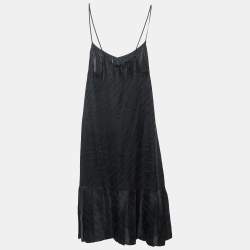 Pre Owned Off-White Black Color-Block Cotton Knit Sweatshirt Dress L