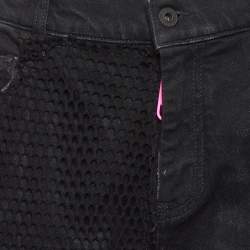 Pre Owned Off-White Black Embroidered Denim Flared Jeans XL Waist 33"