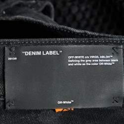 Pre Owned Off-White Black Embroidered Denim Flared Jeans XL Waist 33"