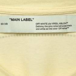 Pre Owned Off-White Yellow Cotton Crystal Logo Embellished T-Shirt S