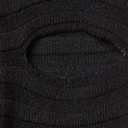 Pre Owned Off-White Logo Print Black Rib Knit Bodycon Dress M