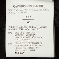 Pre Owned Off-White Logo Print Black Rib Knit Bodycon Dress M