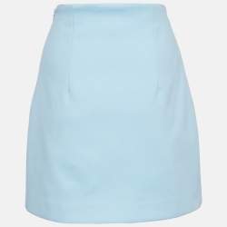 Pre Owned Off-White Blue Crepe Mini Skirt M