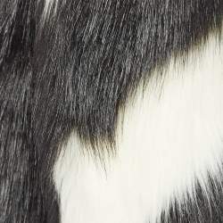 Off-White Black Faux Fur Front Open Overcoat M