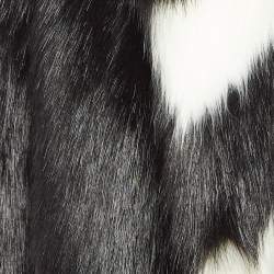 Off-White Black Faux Fur Front Open Overcoat M