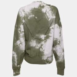 Pre Owned Off-White Green Tie Dye Cotton Knit Crew Neck Sweatshirt XS