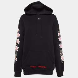 Pre Owned Off-White Black Cherry Blossom Print Virgil Abloh Hoodie S