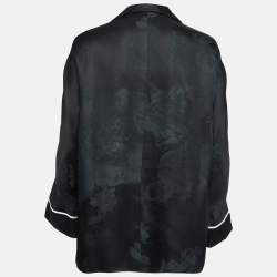 Pre Owned Off-White Seasonal Black Satin Jacquard Shirt M