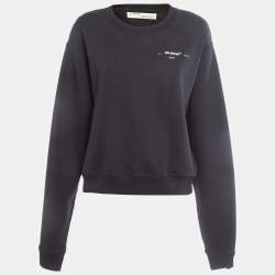 Off-White Black Leaves Arrows Embossed Crewneck Sweatshirt M