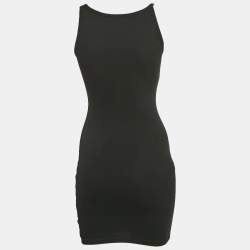 Pre Owned Off-White Black Logo Print Rib Knit Tank Dress XS