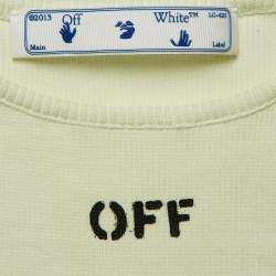 Pre Owned Off-White Green Logo Print Rib Knit Crop Tank Top S
